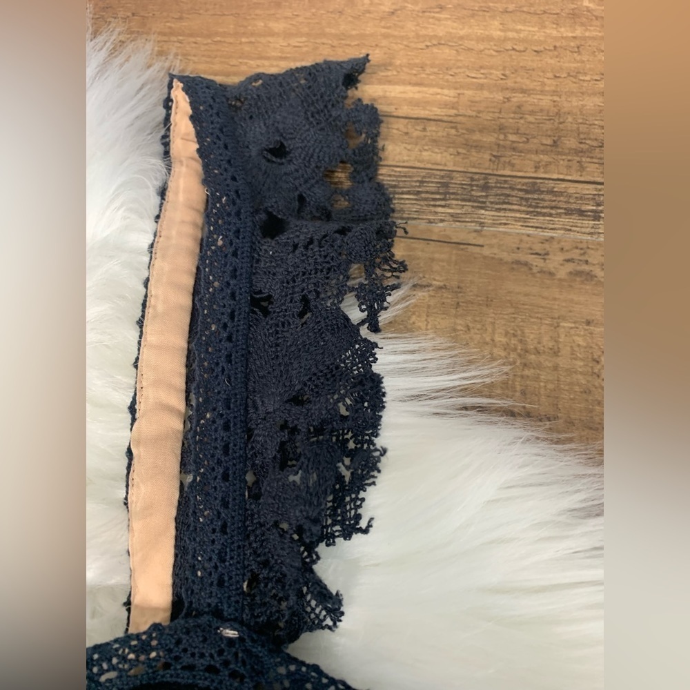 Free People Crochet My Heart Mini Dress Navy Size 6 - Picture 2 of 6